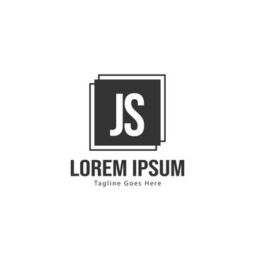 Initial JS logo template with modern frame. Minimalist JS letter logo vector illustration