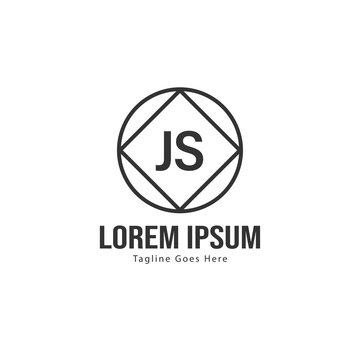 Initial JS logo template with modern frame. Minimalist JS letter logo vector illustration