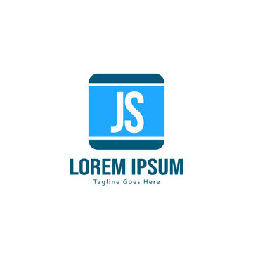Initial JS logo template with modern frame. Minimalist JS letter logo vector illustration