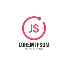 Initial JS logo template with modern frame. Minimalist JS letter logo vector illustration