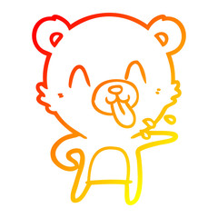 warm gradient line drawing rude cartoon polar bear sticking out tongue