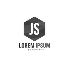 Initial JS logo template with modern frame. Minimalist JS letter logo vector illustration