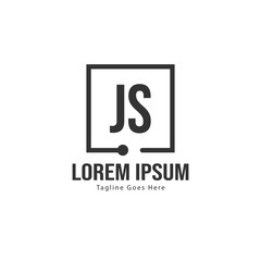 Initial JS logo template with modern frame. Minimalist JS letter logo vector illustration