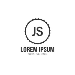 Initial JS logo template with modern frame. Minimalist JS letter logo vector illustration