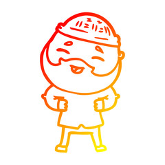 warm gradient line drawing cartoon happy bearded man