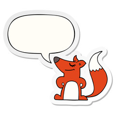 cartoon fox and speech bubble sticker