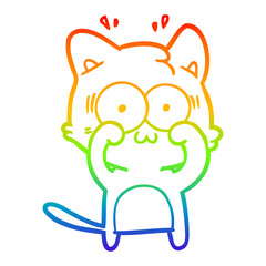rainbow gradient line drawing cartoon surprised cat