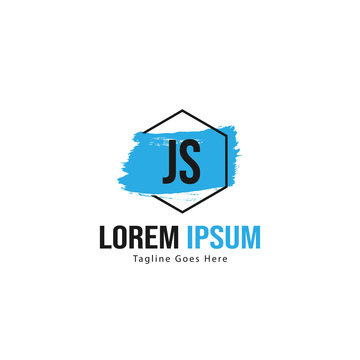 Initial JS logo template with modern frame. Minimalist JS letter logo vector illustration