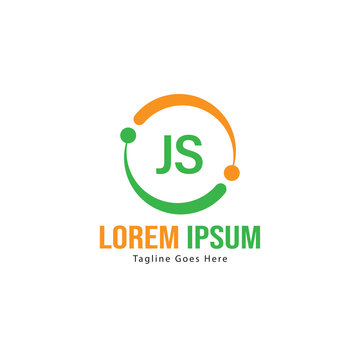 Initial JS logo template with modern frame. Minimalist JS letter logo vector illustration