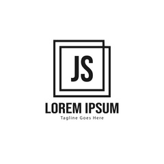 Initial JS logo template with modern frame. Minimalist JS letter logo vector illustration