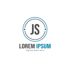 Initial JS logo template with modern frame. Minimalist JS letter logo vector illustration