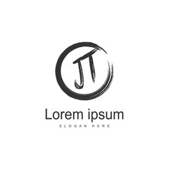 Initial JT logo template with modern frame. Minimalist JT letter logo vector illustration