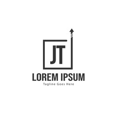 Initial JT logo template with modern frame. Minimalist JT letter logo vector illustration