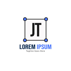 Initial JT logo template with modern frame. Minimalist JT letter logo vector illustration