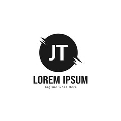 Initial JT logo template with modern frame. Minimalist JT letter logo vector illustration