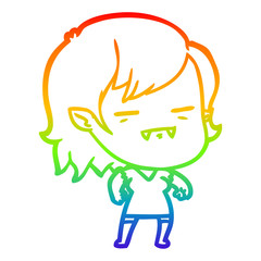 rainbow gradient line drawing cartoon undead vampire girl