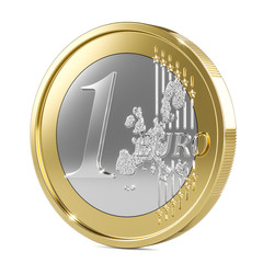 One euro coin 3d - obrazy, fototapety, plakaty