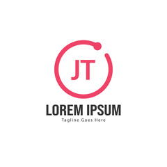 Initial JT logo template with modern frame. Minimalist JT letter logo vector illustration