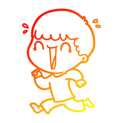 warm gradient line drawing laughing cartoon man