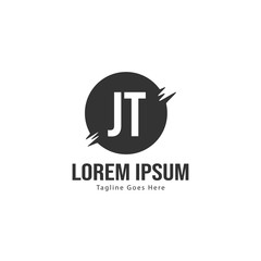 Initial JT logo template with modern frame. Minimalist JT letter logo vector illustration