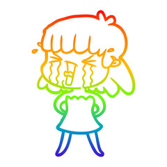 rainbow gradient line drawing cartoon woman