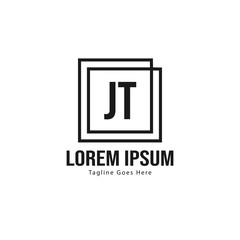 Initial JT logo template with modern frame. Minimalist JT letter logo vector illustration