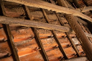 Dusty interior roof of a old house