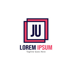 Fototapeta premium Initial JU logo template with modern frame. Minimalist JU letter logo vector illustration