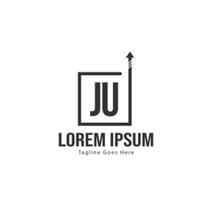 Initial JU logo template with modern frame. Minimalist JU letter logo vector illustration