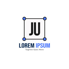 Initial JU logo template with modern frame. Minimalist JU letter logo vector illustration