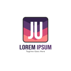 Initial JU logo template with modern frame. Minimalist JU letter logo vector illustration
