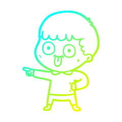 cold gradient line drawing cartoon man staring