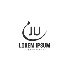 Initial JU logo template with modern frame. Minimalist JU letter logo vector illustration