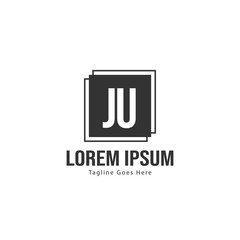 Obraz premium Initial JU logo template with modern frame. Minimalist JU letter logo vector illustration