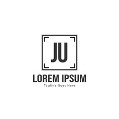 Initial JU logo template with modern frame. Minimalist JU letter logo vector illustration