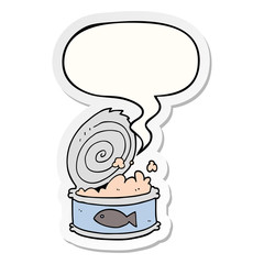 cartoon canned food and speech bubble sticker
