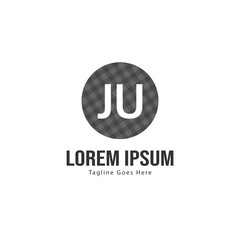 Initial JU logo template with modern frame. Minimalist JU letter logo vector illustration