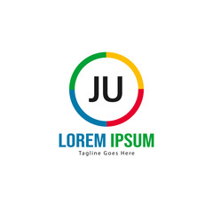 Obraz premium Initial JU logo template with modern frame. Minimalist JU letter logo vector illustration