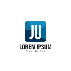 Initial JU logo template with modern frame. Minimalist JU letter logo vector illustration