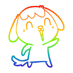 rainbow gradient line drawing cute cartoon dog