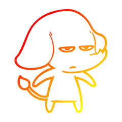 warm gradient line drawing annoyed cartoon elephant