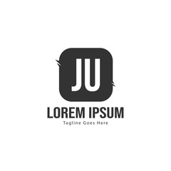 Initial JU logo template with modern frame. Minimalist JU letter logo vector illustration