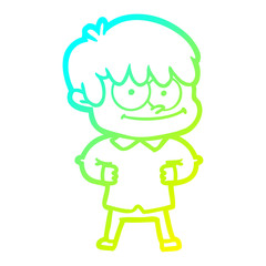 cold gradient line drawing happy cartoon man