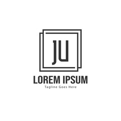 Initial JU logo template with modern frame. Minimalist JU letter logo vector illustration