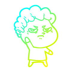 cold gradient line drawing cartoon angry man