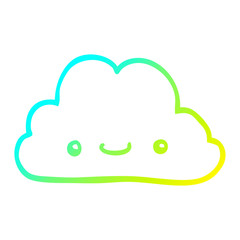 cold gradient line drawing cute cartoon cloud