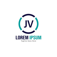 Fototapeta na wymiar Initial JV logo template with modern frame. Minimalist JV letter logo vector illustration