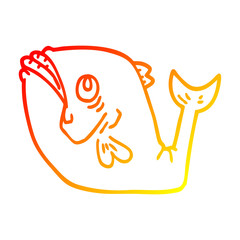 warm gradient line drawing funny cartoon fish