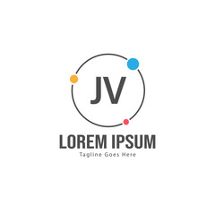 Initial JV logo template with modern frame. Minimalist JV letter logo vector illustration