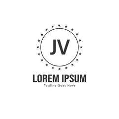 Initial JV logo template with modern frame. Minimalist JV letter logo vector illustration